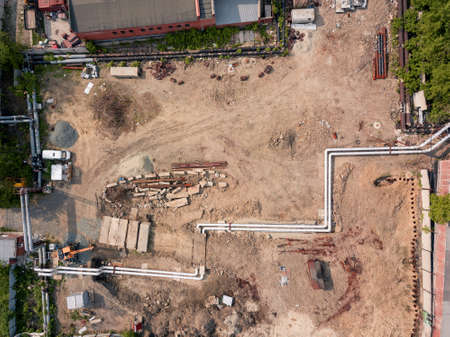 Aerial view of construction site in the city. Russian streets, Novosibirsk.の写真素材