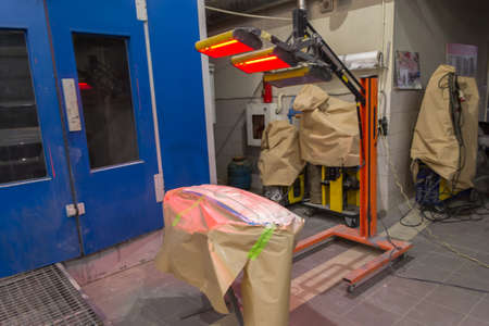 Infrared drying of car body partsの写真素材