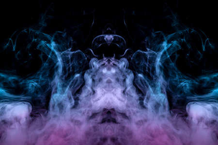 Curling smoke evaporating curls in the form of a spectacular, mystical head of a strange animal  in...