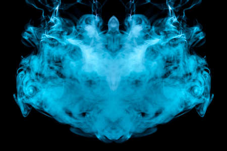 A multi-colored pattern of purple and blue smoke of a mystical shape in the form of a ghost's head...