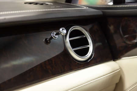 Novosibirsk, Russia - 08.01.18: Interior view with front passenger deflector of luxury very...