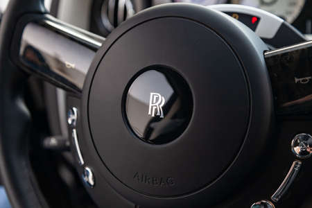 Novosibirsk, Russia - 04.11.2019: Interior view of new a very expensive Rolls Royce Phantom car, a...