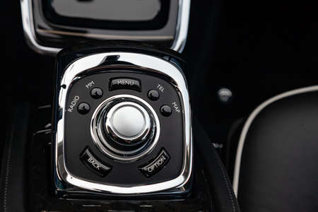 Novosibirsk, Russia - 04.11.2019: Interior view of new a very expensive Rolls Royce Phantom car, a...