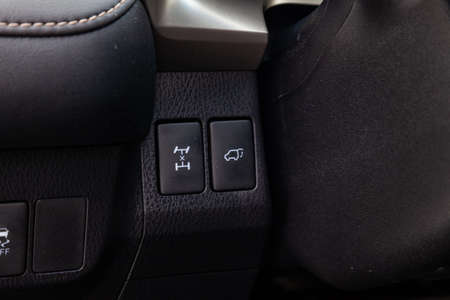 Interior view with electric trunk adjustment button differential lock of luxury very expensive new...