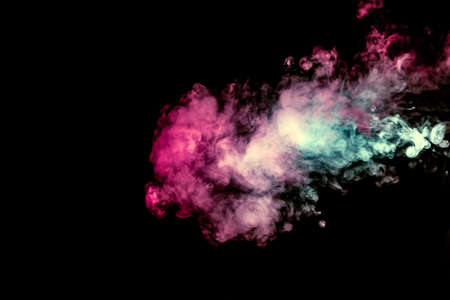 Colored background with winding clouds of smoke from patterns of different forms of pink, green and...