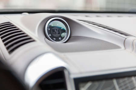 Novosibirsk, Russia - 10.22.2019: The interior of the car Porsche Cayenne Diesel 958 2012 year with...