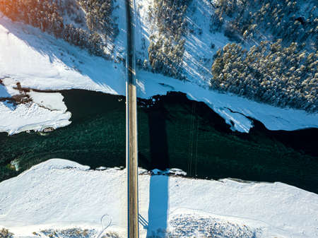 Panoramic aerial view nature and picturesque landscape near a Altay mountain with a green river...