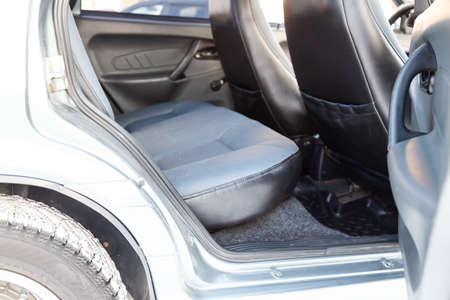 Novosibirsk, Russia - 02.01.2020: The interior of the car lada 2114 samara with a view of therear...