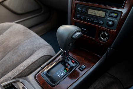 Novosibirsk, Russia - 02.01.2020: The interior of the car Toyota Mark II with a view of the...