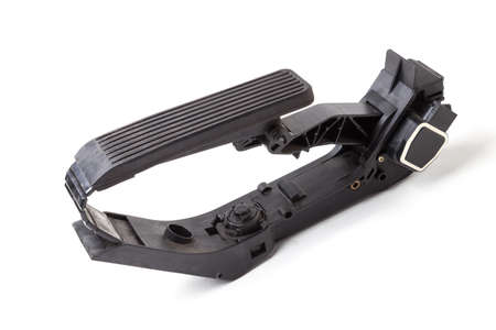 Gas pedal separately on a white isolated background in a photo studio for sale in a car service....