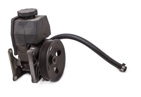 Vane pump or hydraulic power steering pump on a white background engine parts. Spare parts auto...