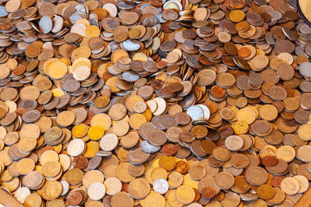 Background from a large number of ancient coins found in excavations in the ancient city of Anatilya in Turkey.の写真素材