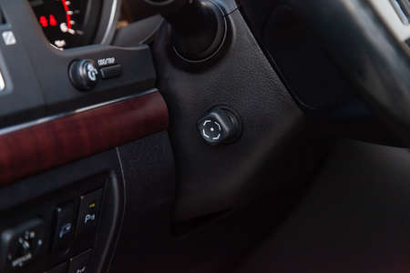 Novosibirsk, Russia - 04. 12. 2022: View to the interior of Toyota Land Cruiser 200 with dashboard, steering column after cleaning before sale on parkingのeditorial素材