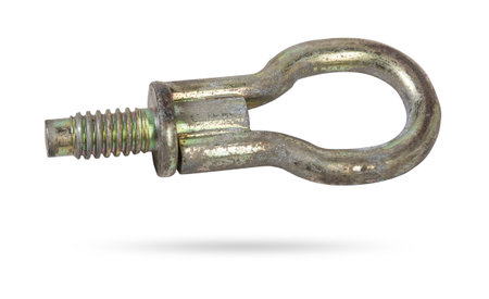 Car towing eyelet with thread on a white isolated backgroundの写真素材