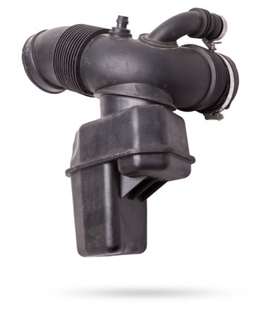 Air duct to the filter of intake manifold of the car engine from textured material and black plastic to condition the air and prevent dust from entering the passenger compartment. Sale of spare parts.の写真素材