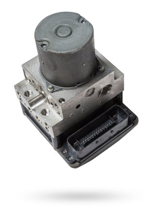 Brake fluid pump control unit for distributing braking force to different wheels during operation of...