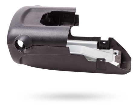 Black stapler isolated on white background. Clipping path included.の写真素材