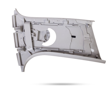 Gray front pillar trim - car interior part and element on white isolated background. Auto service industry. Spare parts catalog.の写真素材