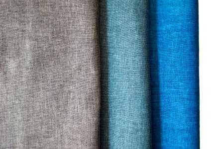 Woven linen kitchen towels on a white backgroundの写真素材