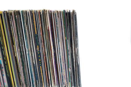 Vinyl records on a white isolated background