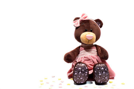 Portrait of a plush teddy bear toy. Valentine dayの写真素材
