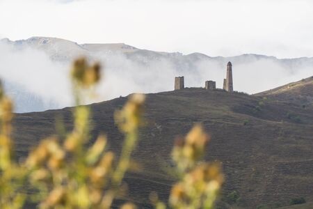 Battle towers Erzi in the Jeyrah gorge, Republic of Ingushetia