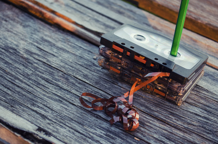 Pencil tool to rewind the tape cassettesの写真素材