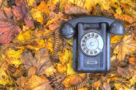 old broken phone on the autumn street HDRの写真素材