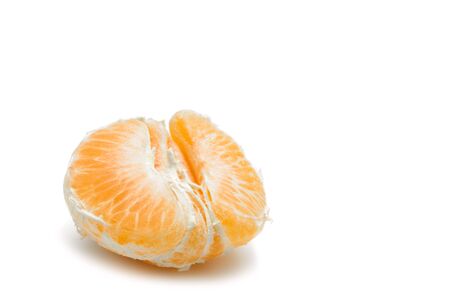 slice of mandarin isolated on white backgroundの写真素材