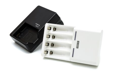 chargers for rechargeable batteries of different typesの写真素材