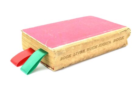 Old book with bookmarksの写真素材