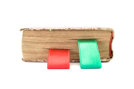 Old book with bookmarksの写真素材