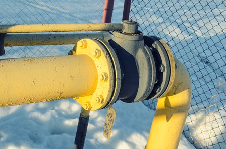 Gas equipment, pipes and shut-off valveの写真素材