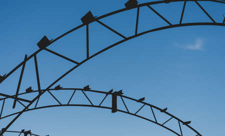 A canopy from a metal profile the Metalwork for the device of a canopyの写真素材