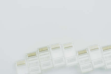 rj45 connector for patch cord, contacts for network cableの写真素材