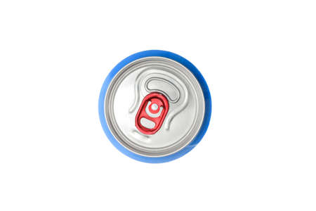 aluminum can, top view, on a white background