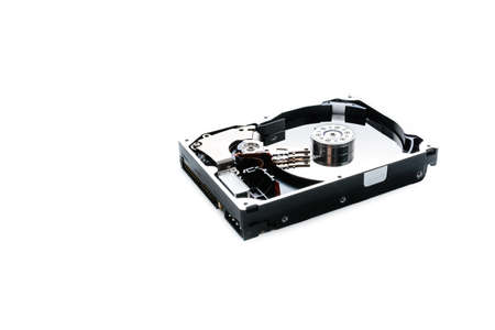 Disassemble the hard drive from the computer, the hard drive with a mirror effect.