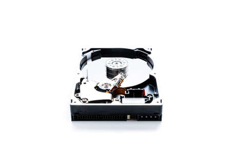 Disassemble the hard drive from the computer, the hard drive with a mirror effect.