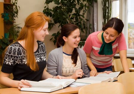 Girls  involved in the study of literatureの写真素材