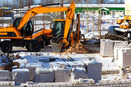 Construction of a brick house  Initial work  basement  Building materials 
