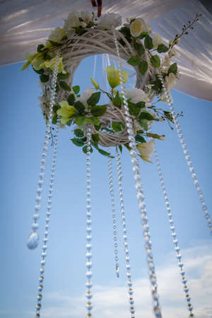 Beautiful, luxurious wedding decor of natural colors, flowers,の写真素材