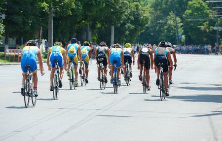Triathlon Cup of Ukraine and Cup of Bila Tserkva. July 24, 2016 in Bila Tserkva, Ukraine. Bicycle racing partのeditorial素材