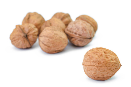 Walnuts isolated on white backgroundの写真素材