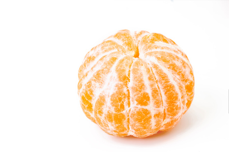Fresh Peeled Mandarin Isolated on White Backgroundの写真素材