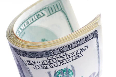 one hundred dollars isolated on white background