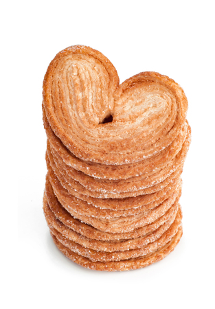 tasty heart shape Cookies in stack isolatedの写真素材
