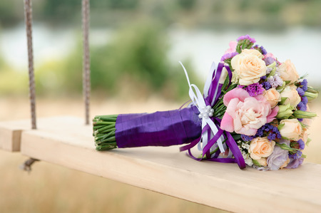Stylish Wedding bouquet with fresh flowersの写真素材