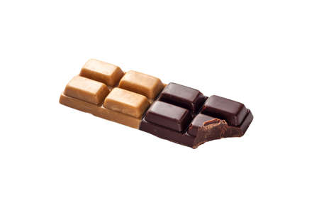 bitten chocolate bar Isolated on a white background.