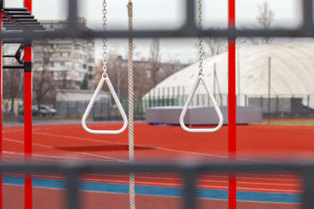 Empty sports ground. Playground. Sport equipment. Sports area.の写真素材