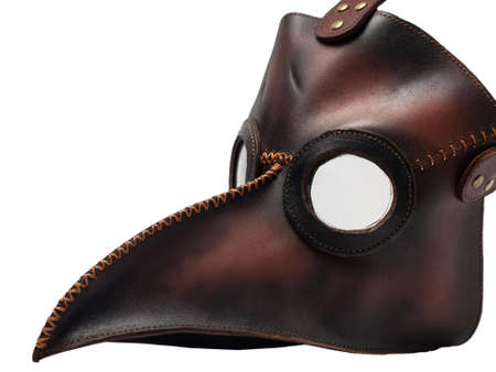 Plague doctor masquerade mask isolated on white background. Antique medical mask.の写真素材